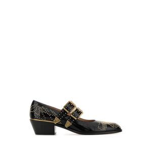 Chloe Women Black Leather Susan Pumps